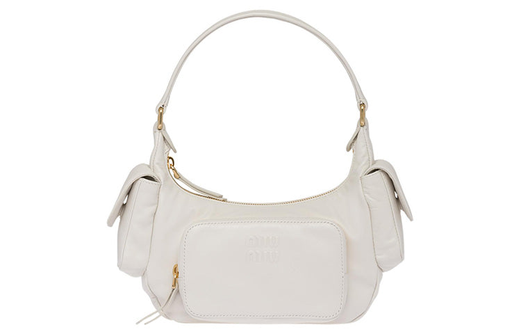 MIU MIU Sheepskin Locomotive Package Shoulder Bag Handbag Women's White