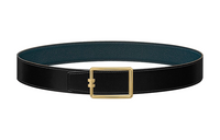 HERMES Matte H-Line Gold Smooth Buckle Calfskin Double-Sided Leather Leather Belts Men's Black Width: 3.8cm
