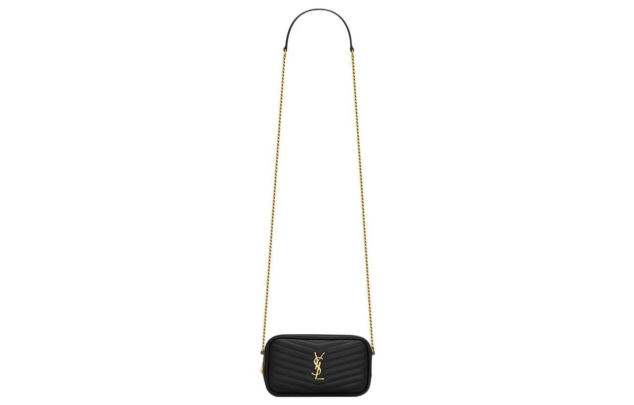 SAINT LAURENT LOU Quilting Bright Calfskin Camera Bag, Crossbody Bag, Shoulder Bag Women's Black