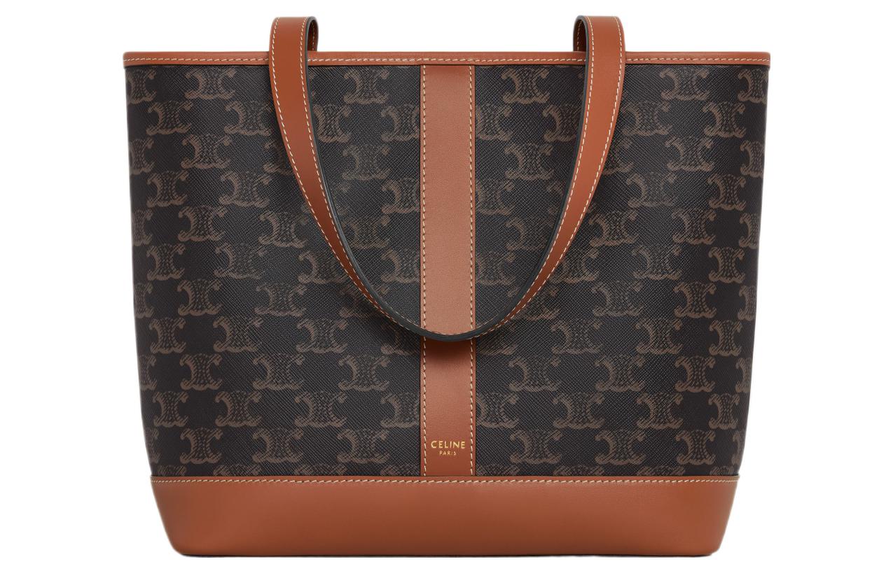 CELINE Cabas Cow Leather Tote Bag Shopping Bag Handbag Small Size Women's Tawny