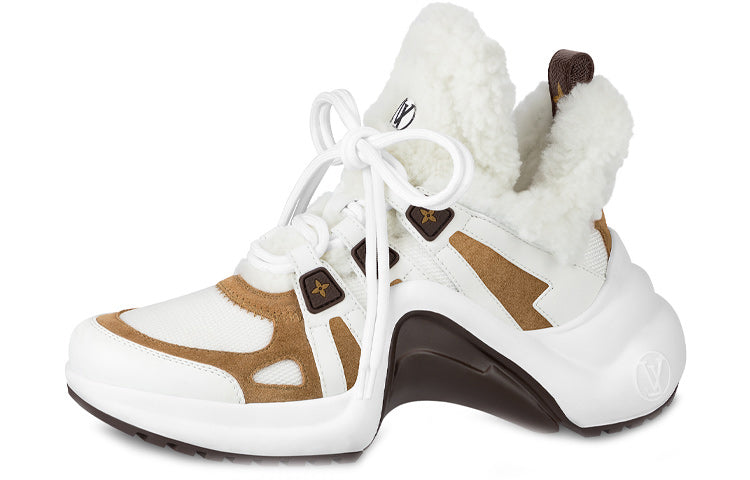 LOUIS VUITTON Lv Archlight Shearling Sneakers 'White Brown' Women's