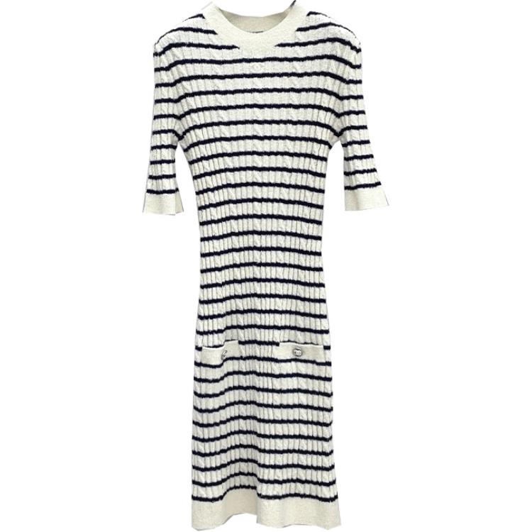 CHANEL 2023 Striped Knitted Dress