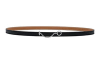 HERMES Carrousel Double Sided Leather Belts Unisex Black Width  1.3cm