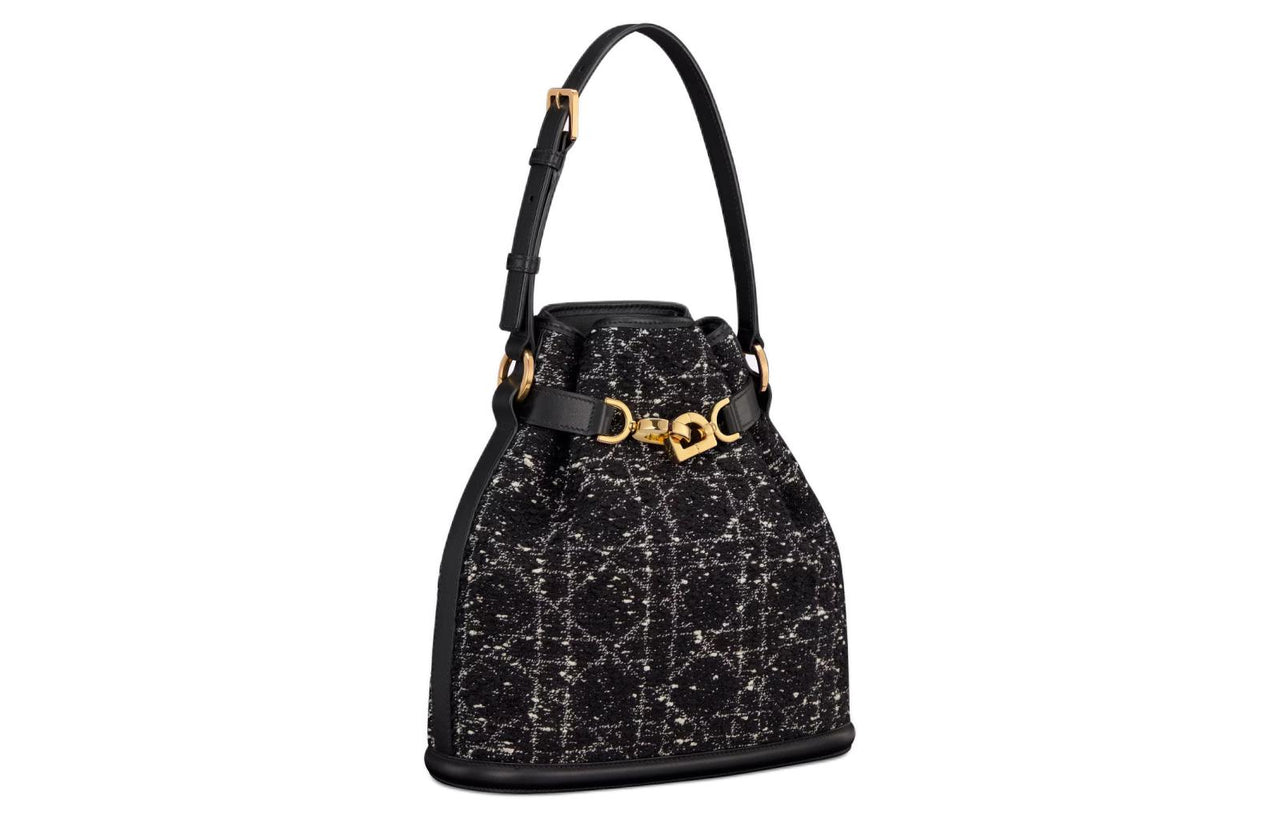DIOR C'est Dior Tweed Handbag, Shoulder Bag Women's Black