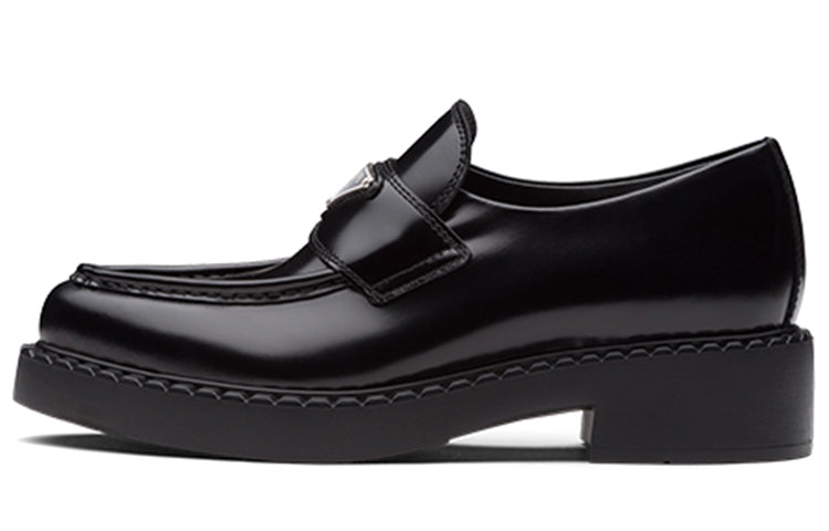 PRADA Brushed Leather Pointy Monolith Loafers 'Black' Women's