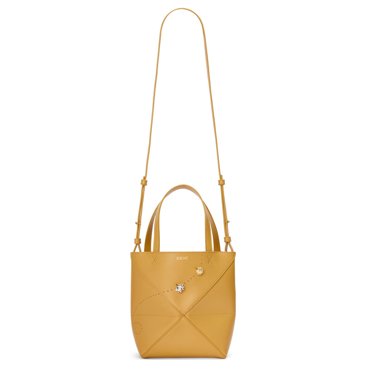 LOEWE Shiny Cow Leather Tote Bag, Shopping Bag, Handbag Mini Women's Desert Yellow