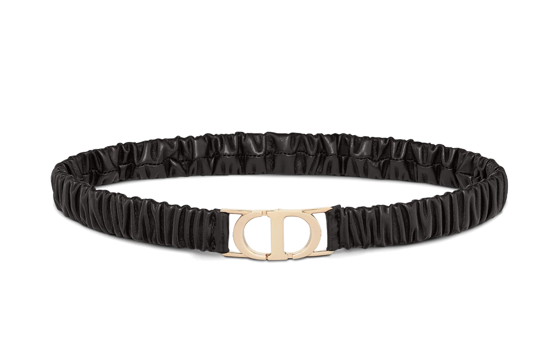 DIOR 30 Montaigne Leather Belts Women's Black