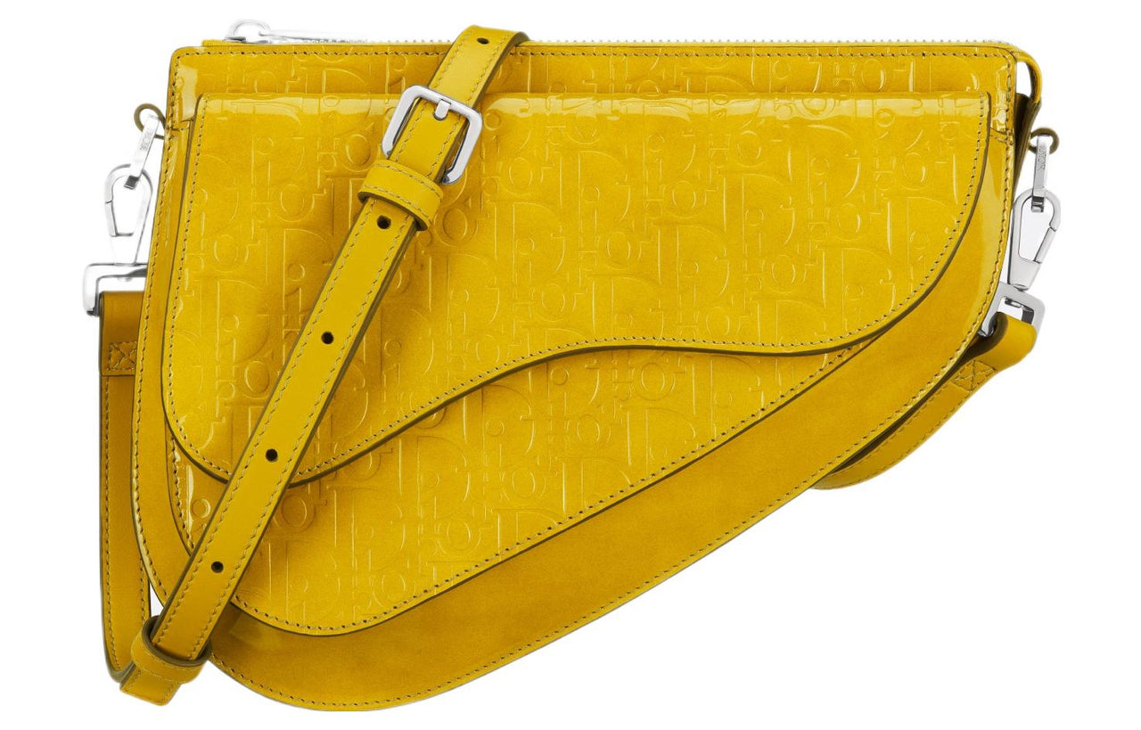 DIOR Oblique Gravity Leather Saddle Bag Handbag, Shoulder Bag Men's Yellow