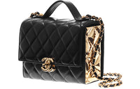 CHANEL 21K Winter Sheepskin Messenger Bag, Shoulder Bag, Crossbody Bag Mini Women's Black