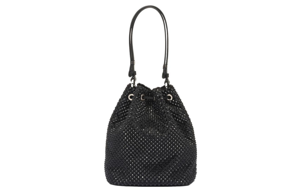 PRADA Fabric Bucket Bags Shoulder Bag Crossbody Bag Handbag Mini Women's Black