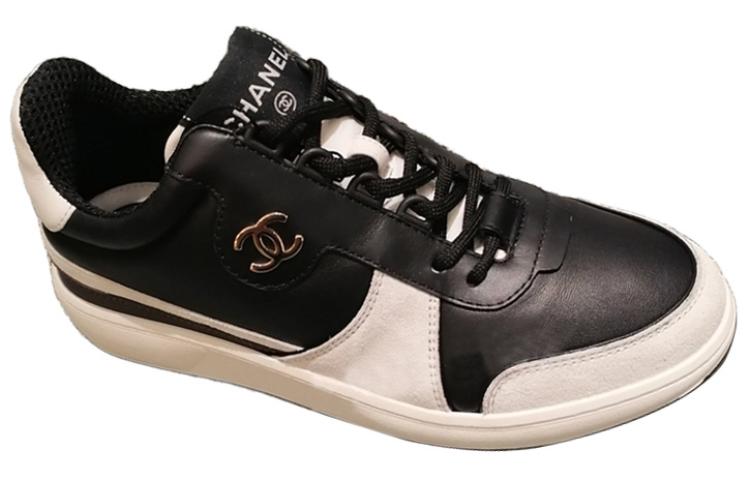 CHANEL Wear-Resistant Low-Top Skateboard Shoes Women's Black White