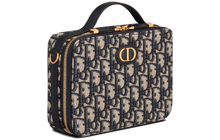 DIOR 30 Montaigne Jacquard Leather Portable Crossbody Bag Shoulder Bag Regular Women's Blue