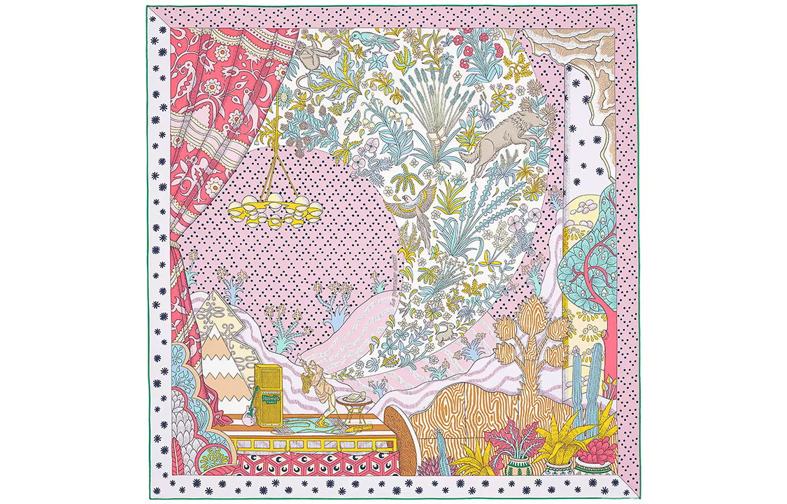 HERMES Silk Scarves Women's Dark Pink
