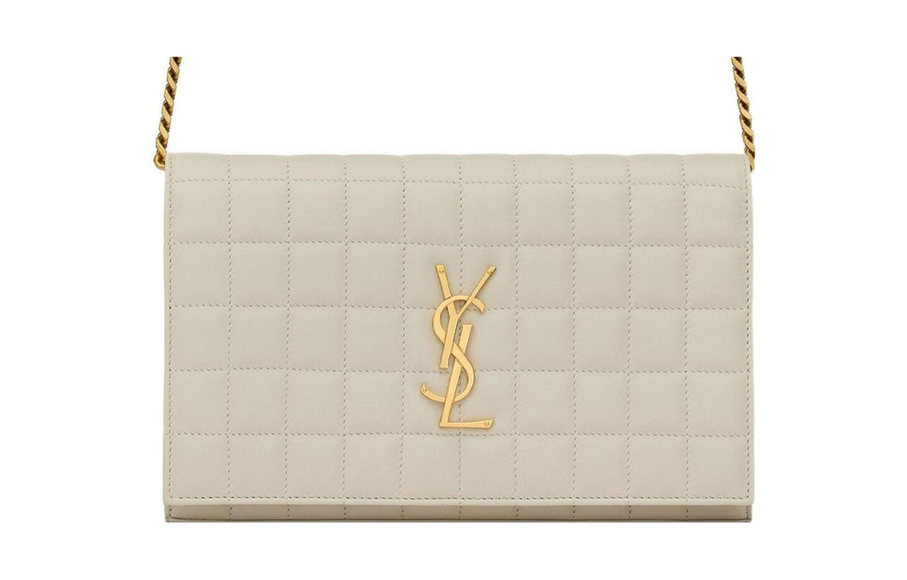 SAINT LAURENT Sheepskin Crossbody Bag, Shoulder Bag, Wallet Women's White