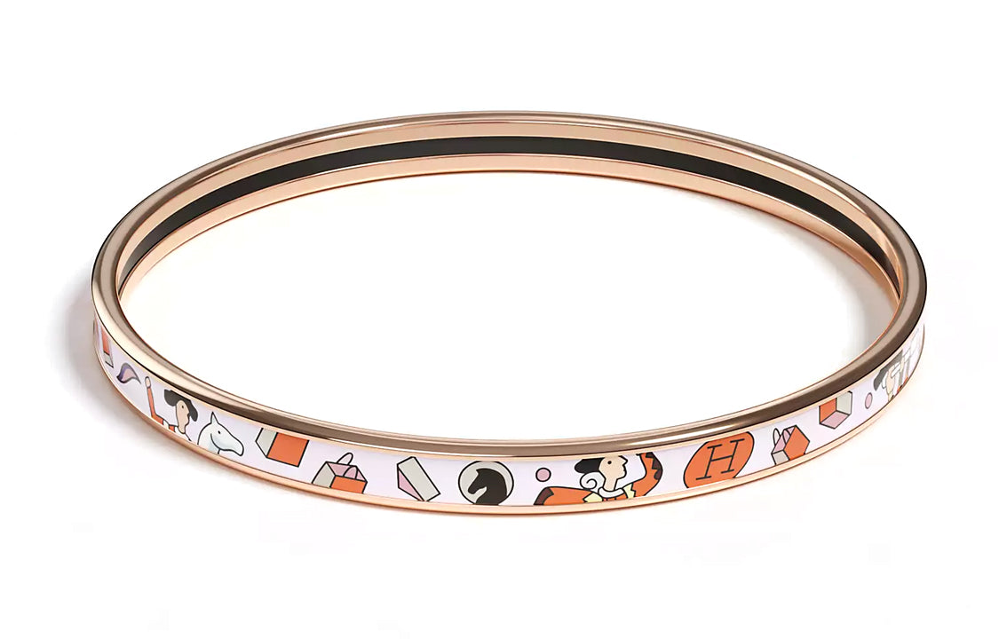 HERMES Rose Gold Tone Plated, Enamel Bangles Women's Rose Gold