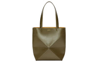 LOEWE Puzzle Fold Shiny Cow Leather Tote Bag, Shopping Bag, Handbag Medium Size Women's Dark Khaki Green
