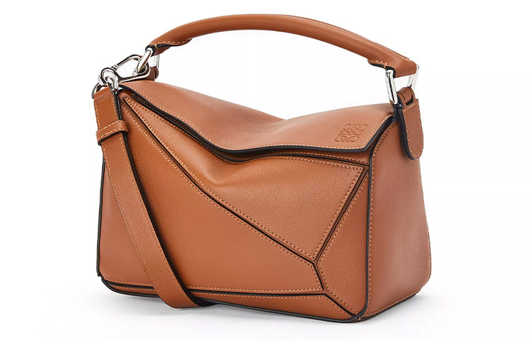 LOEWE Puzzle Classic Cow Leather Geometric Puzzle Bag Handbag Trumpets Women's Brown/Caramel