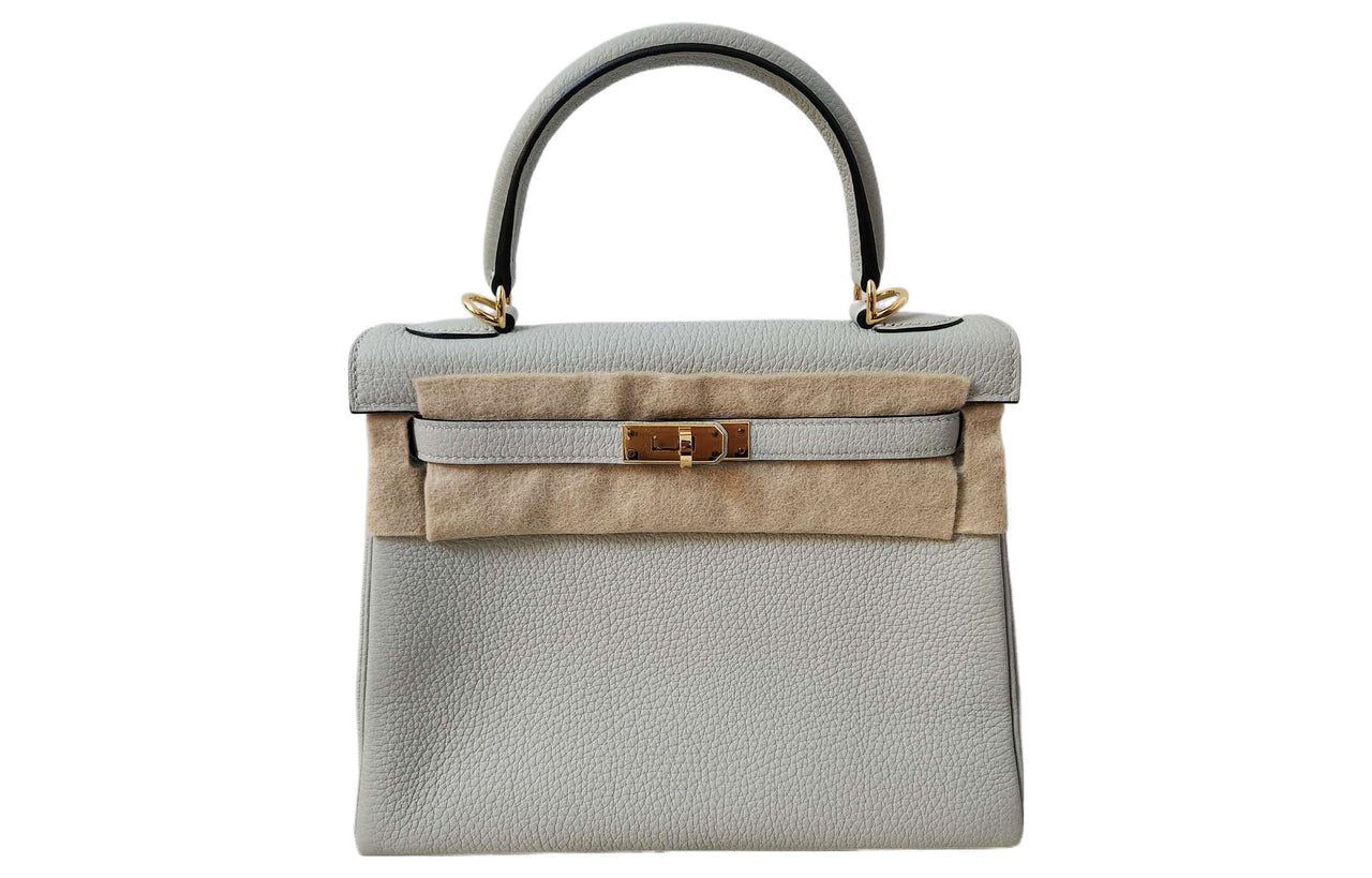 HERMES Kelly Togo Calfskin Kelly Bag Handbags Women's Ice Crystal Gray