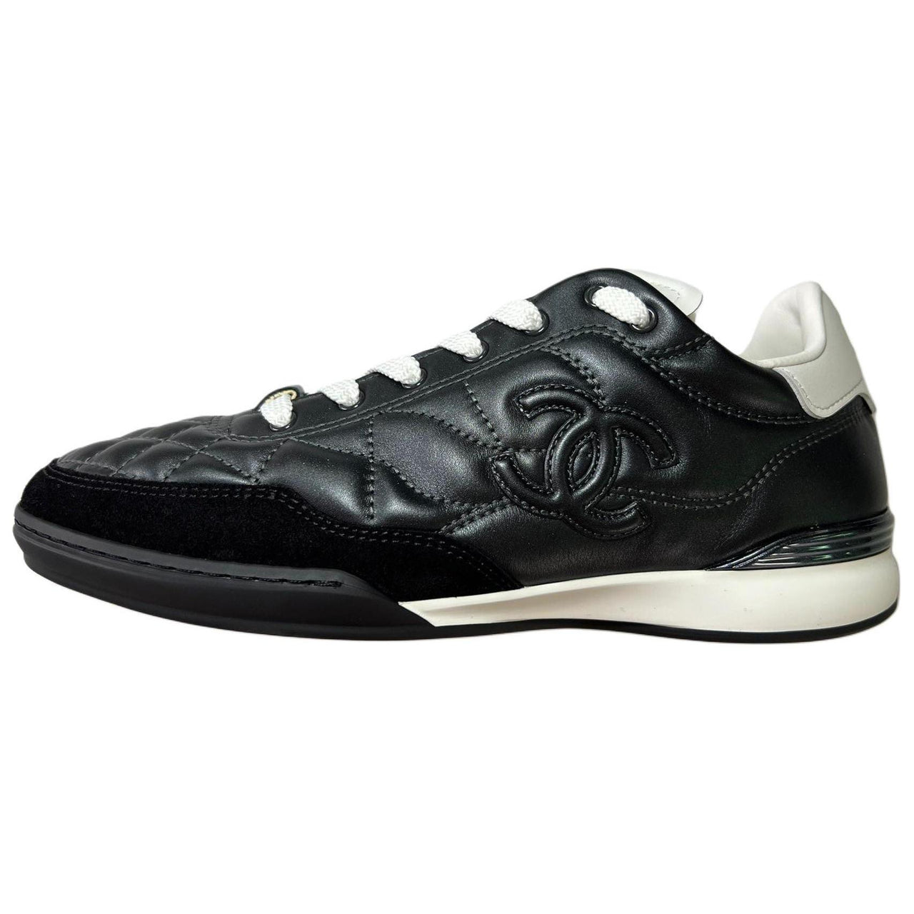 CHANEL 24a Low-Top German Army Trainers Casual Shoes Women's Matte Black