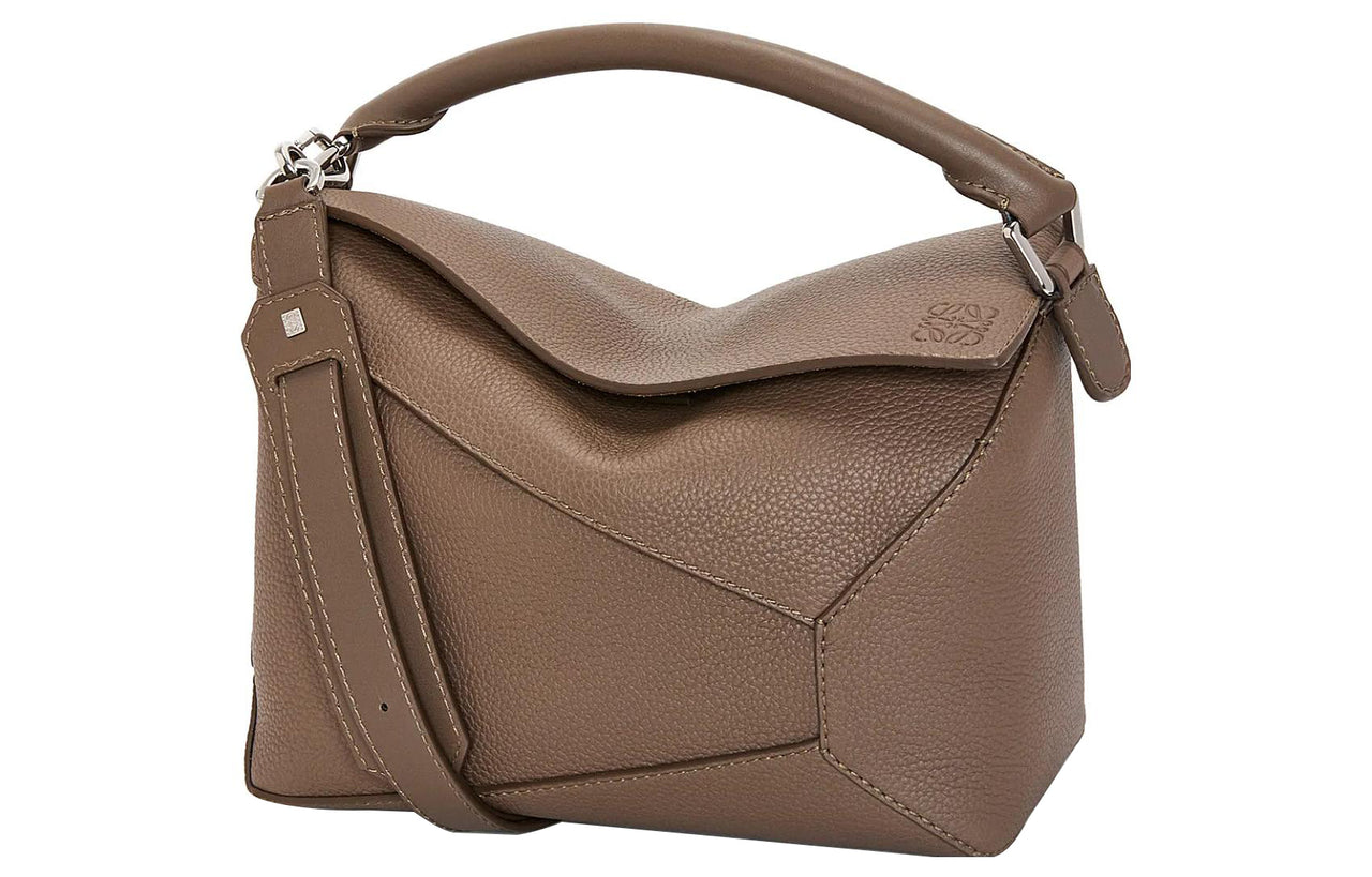 LOEWE Puzzle Grained Calfskin Shoulder Bag, Crossbody Bag, Handbag Men's Tundra Green