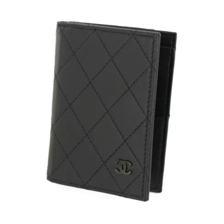 CHANEL Calfskin Wallet Coin Purse Women's Black