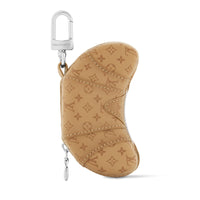 LOUIS VUITTON Leather Pendant Coin Purse Unisex Brown Yellow