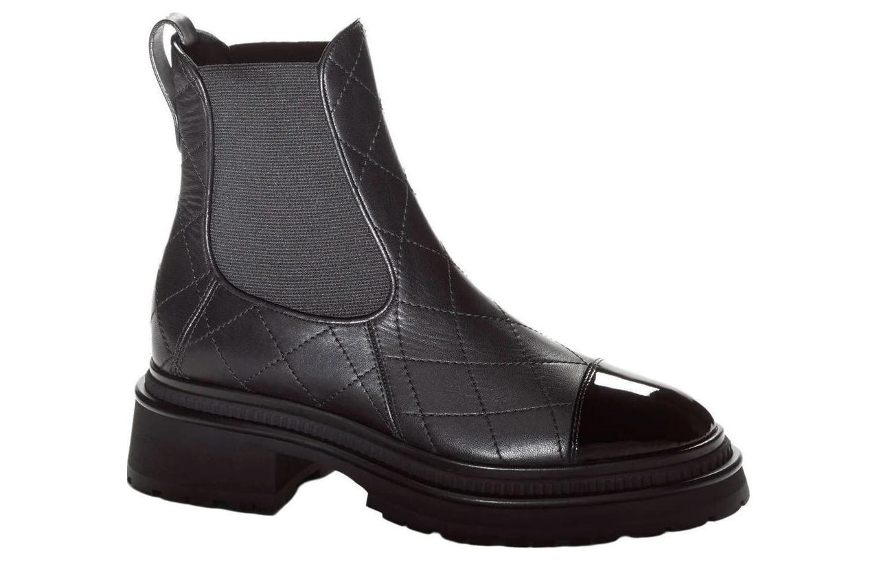 CHANEL Short Chelsea Boots 4cm Women's Black