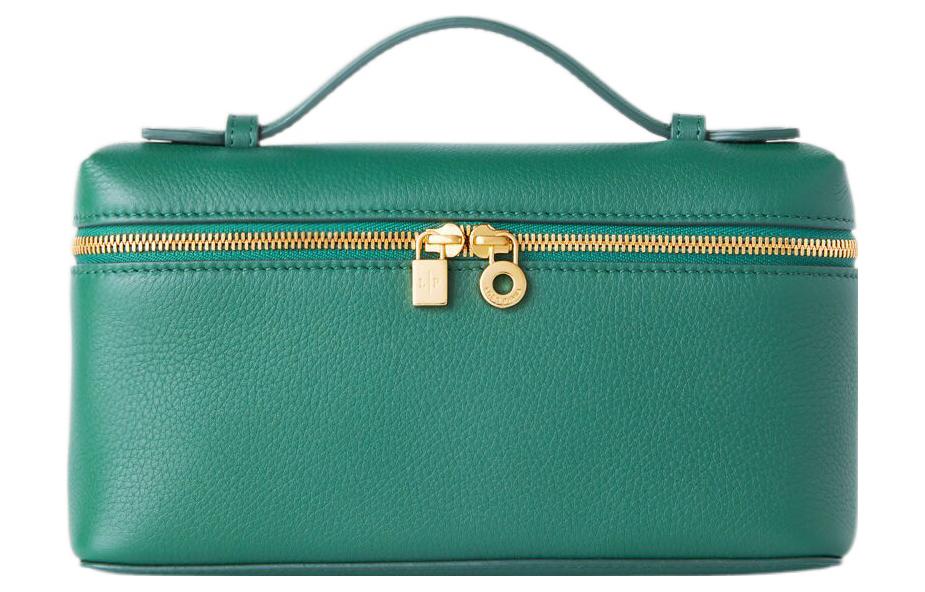 Loro Piana ExtraPocket Leather Small Square Makeup Bag Handbags Shoulder Bags Regular Women's Forest Leaf Green