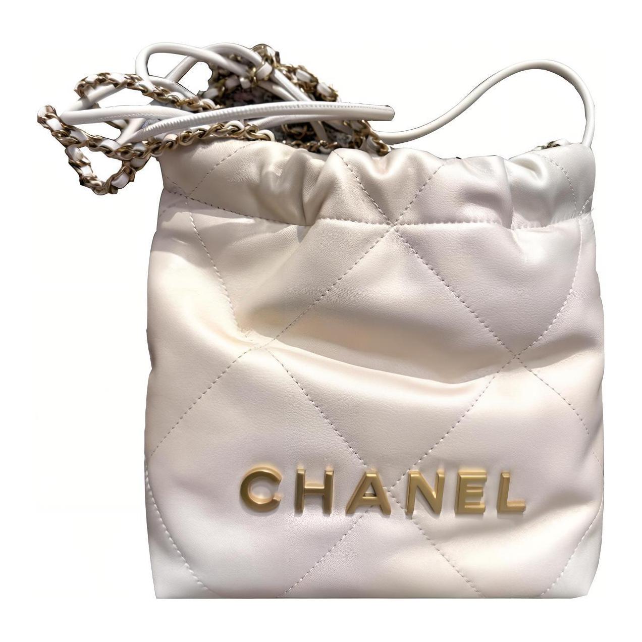 CHANEL 22Bag Calfskin Bucket Bags Shoulder Bag Crossbody Bag Mini Women's Pearl/Pearl White Gradient
