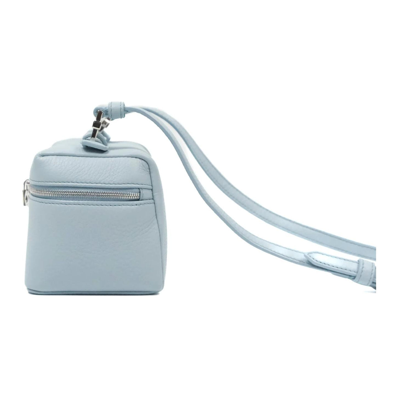 Loro Piana Leather Makeup Bag Small Square Bag Handbag Shoulder Bag Crossbody Bag Women's Blue Celadon