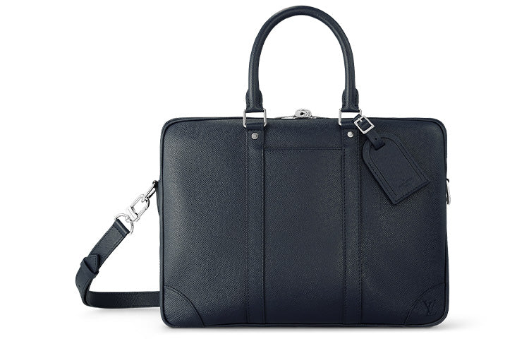 LOUIS VUITTON Cow Leather Laptop Bags Shoulder Bag Crossbody Bag Handbag Briefcases Small Size Men's Dark Blue