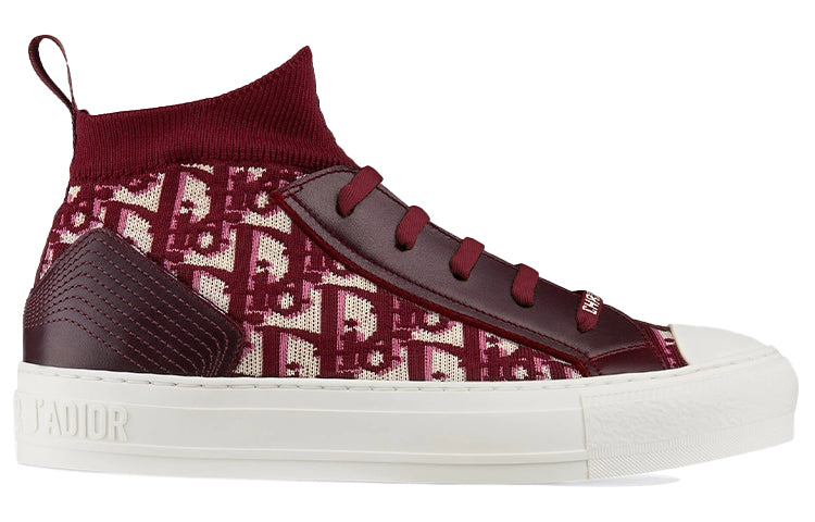 DIOR Walk'n'Dior Wear-Resistant High-Top Canvas Shoes Women's Red