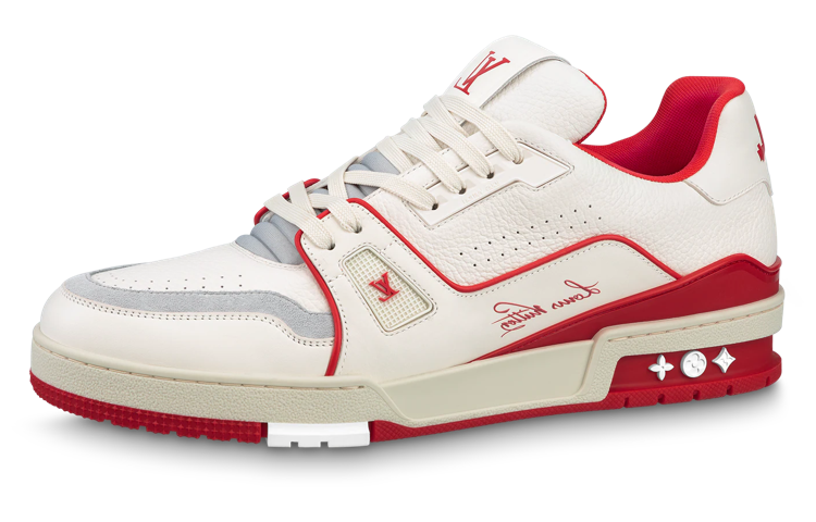 LOUIS VUITTON Lv Trainer Sneakers 'White Red Grey'