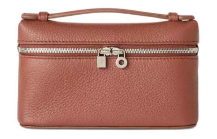 Loro Piana ExtraPocket Litchi Grain Cow Leather Clutch Mini Women's Red Brown