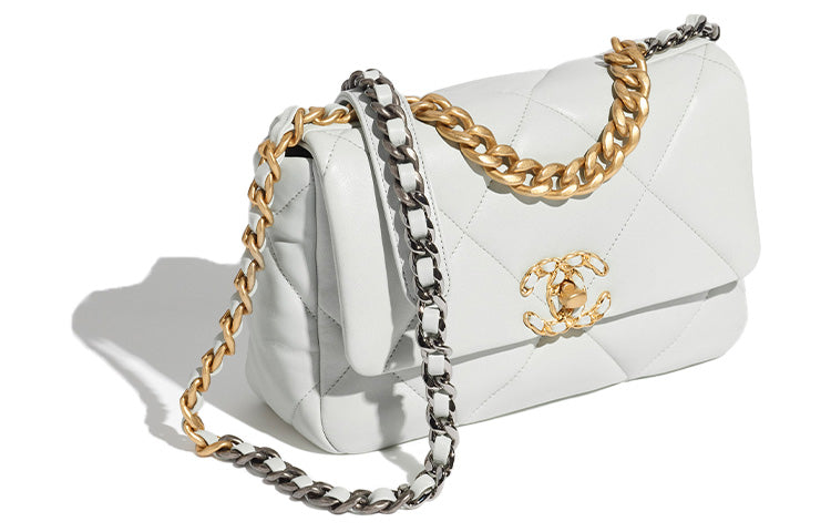 CHANEL 19Bag Lambskin Handbag, Shoulder Bag, Crossbody Bag Regular Women's Light Gray Blue