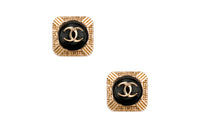 CHANEL Stud Earrings Women's Gold Black