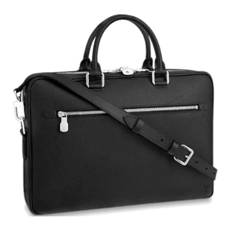 LOUIS VUITTON Leather Briefcase Laptop Bag Shoulder Bag Crossbody Bag Regular Men's Black