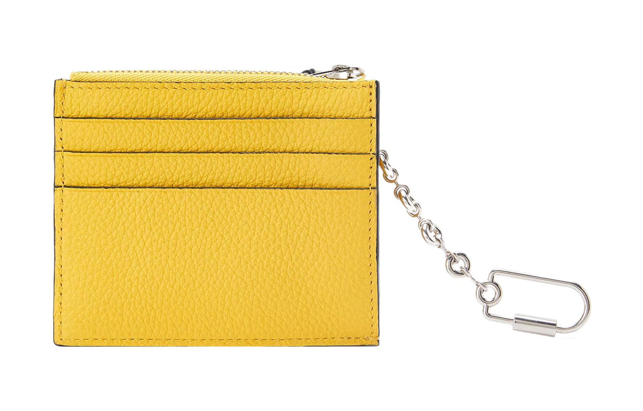 LOEWE Soft Grain Cow Leather Card Holder Women's Yellow