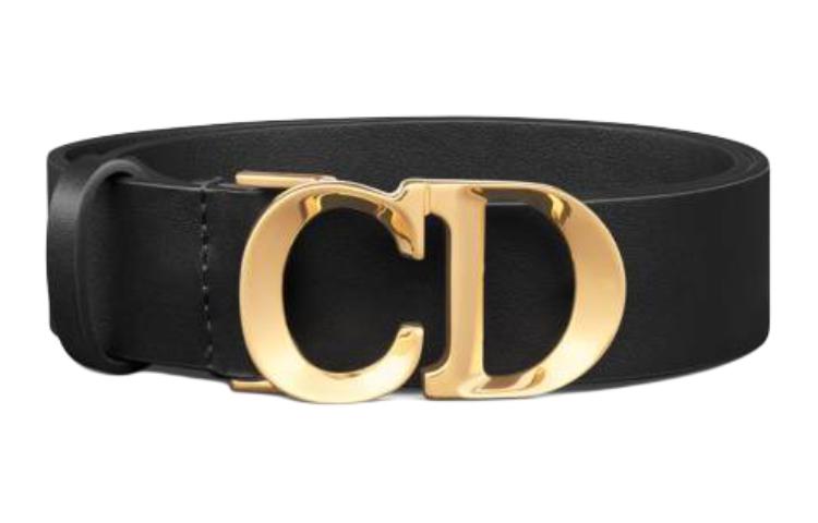 DIOR Calfskin, Metal Leather Belts Women's Black Width 2CM