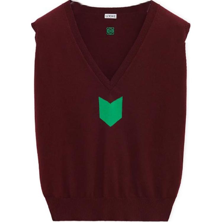 LOEWE FW24 Vest Men's Burgundy Red
