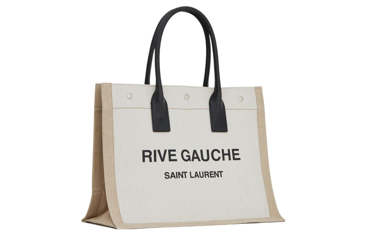 SAINT LAURENT Fabric Tote Bag Shopping Bag Handbag Regular Women's White
