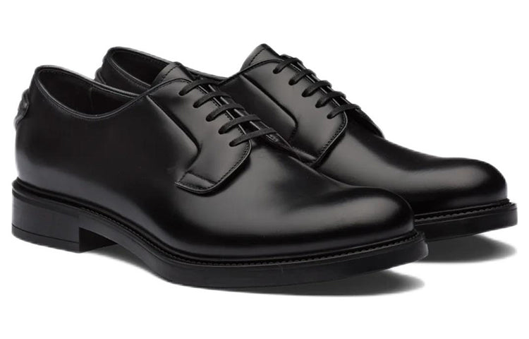 PRADA Brushed-leather Lace-up Shoes