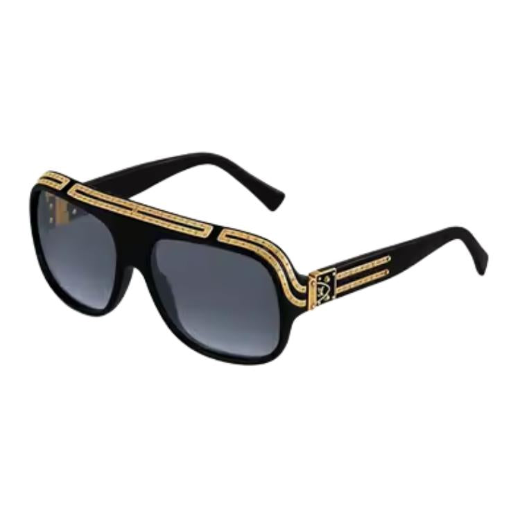 LOUIS VUITTON Acetate Aviator Sunglasses Men's Black