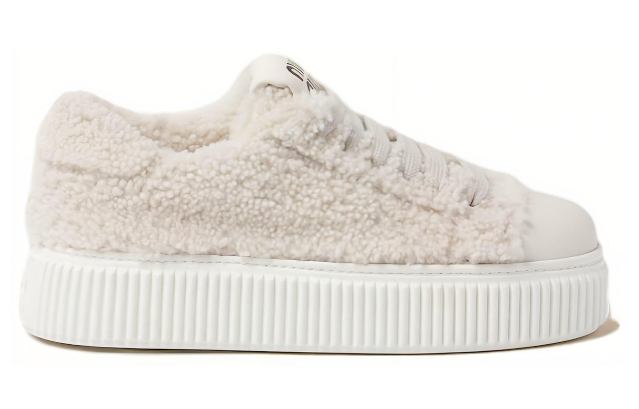 MIU MIU Height Increasing Low-Top Skateboard Shoes Women's White