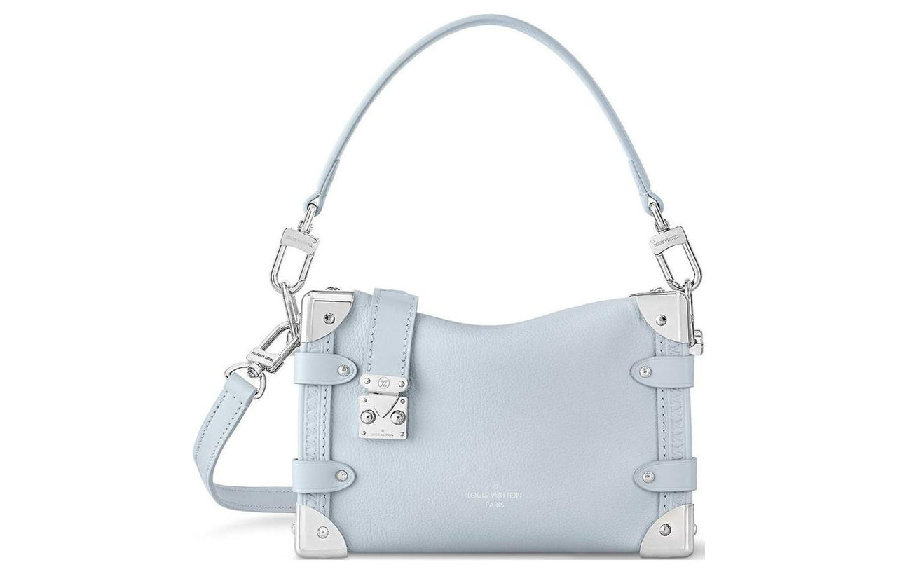 LOUIS VUITTON Trunk Leather Soft Box Crossbody Bag Shoulder Bag Women's Light Blue