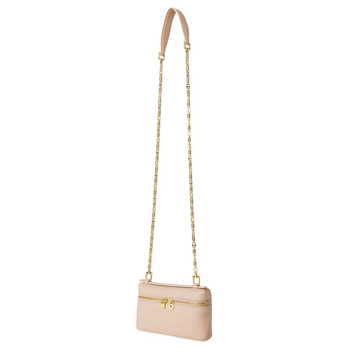 Loro Piana Cow Leather Clutch Mini Women's Cream Honey & Sun Gold