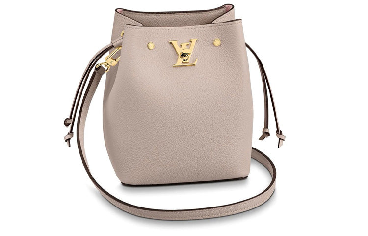 LOUIS VUITTON Grain Calfskin Bucket Bags Crossbody Bag, Shoulder Bag Women's Pink Gray