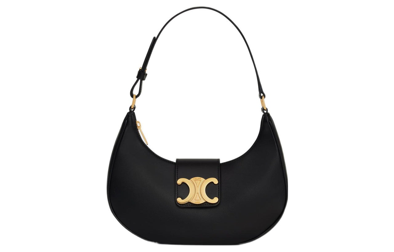 CELINE AVATriomphe Smooth Calf Leather Handbag, Shoulder Bag Regular Women's Black