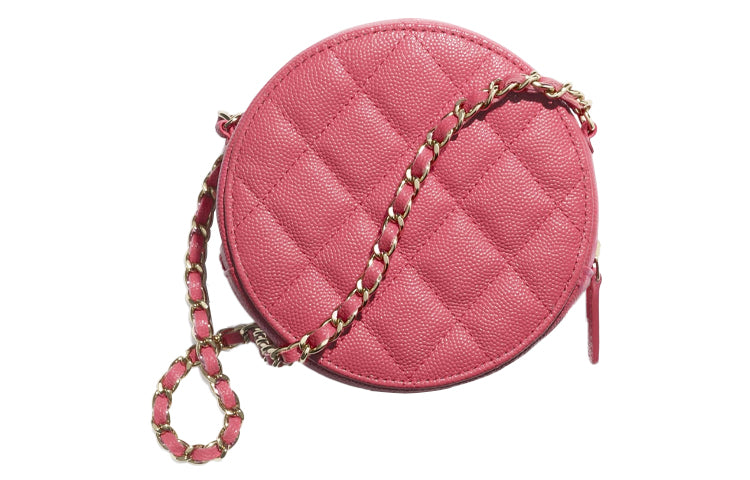 CHANEL 19Bag Grained Calfskin Small Round Bag Crossbody Bag Shoulder Bag Women's Pink