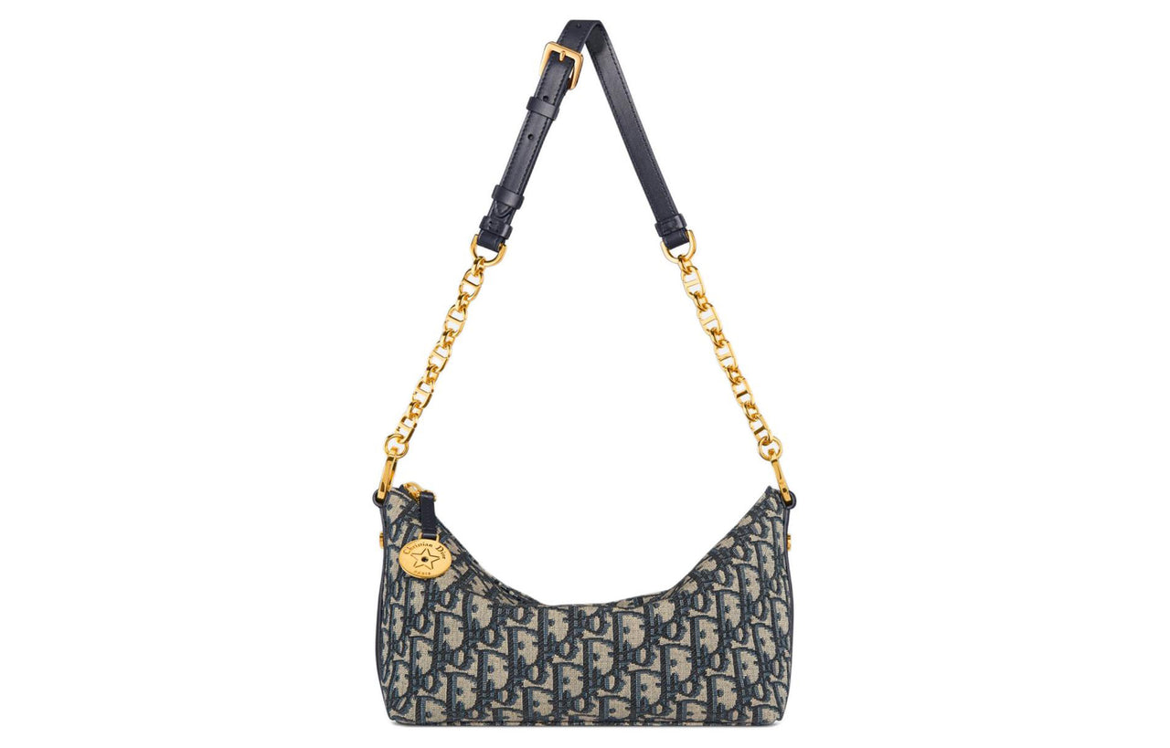 DIOR Jacquard Fabric Handbag Shoulder Bag Women's Blue
